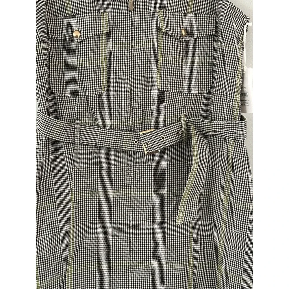 Free Assembly Houndstooth Belted Utility Mini Dress Academia Preppy School Girl - Picture 4 of 11